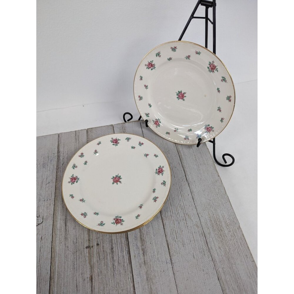 Vintage Set 4 #2 Homer Laughlin Georgian RAMBLER ROSE Dessert Plates 6 1/4"